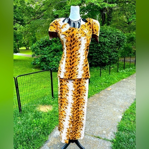 Vintage 1980’s Animal Print Unique Skirt Set Size L - Picture 6 of 9